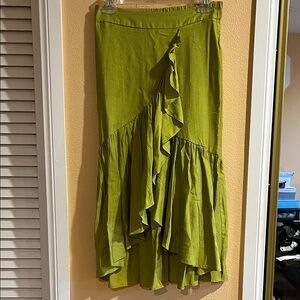 Asymmetrical Lime Green Ruffle Skirt